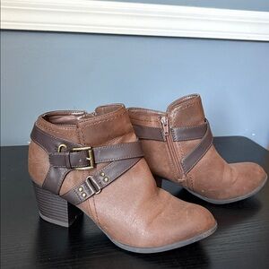Indigo Brown Ankle Boots with Strap Detail